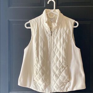 Cream Quilted Vest with ribbed sides.